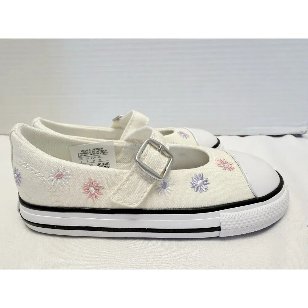 CONVERSE Chuck Taylor All Star Dainty Mary Jane Toddler Size 8 Cream Floral
